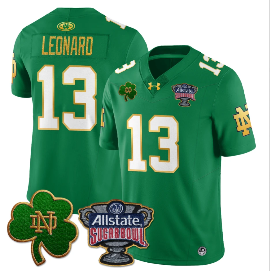 Riley Leonard Jersey #13 Notre Dame Fighting Irish Allstate Sugar Bowl Green by My Store