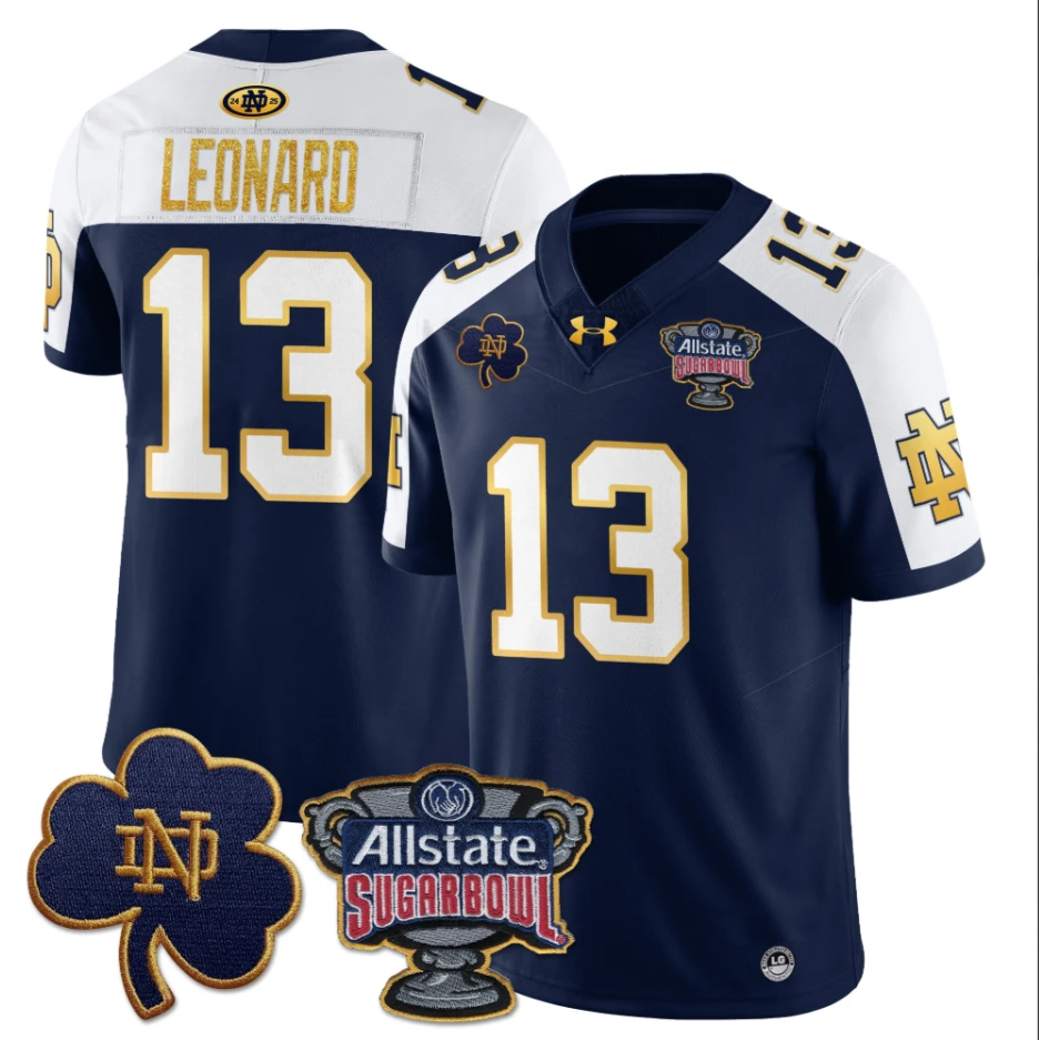 Riley Leonard Jersey #13 Notre Dame Fighting Irish Allstate Sugar Bowl Navy White by My Store