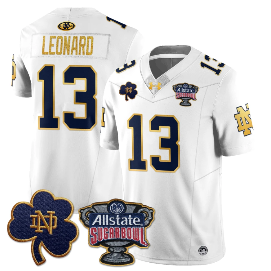 Riley Leonard Jersey #13 Notre Dame Fighting Irish Allstate Sugar Bowl White by My Store