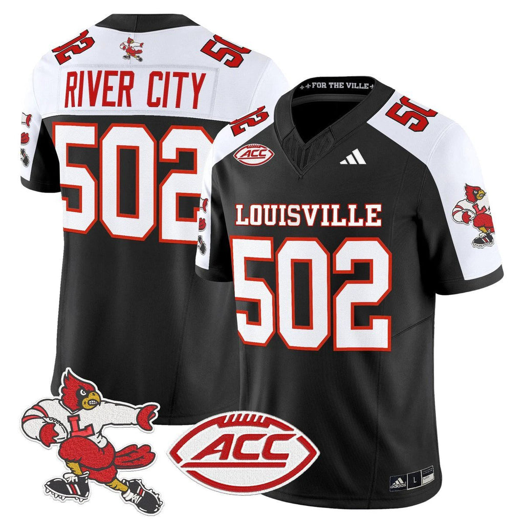 River City Jersey #502 Louisville Cardinals 1980s Throwback Stitched Black Alter by My Store NCAA Football Jerseys