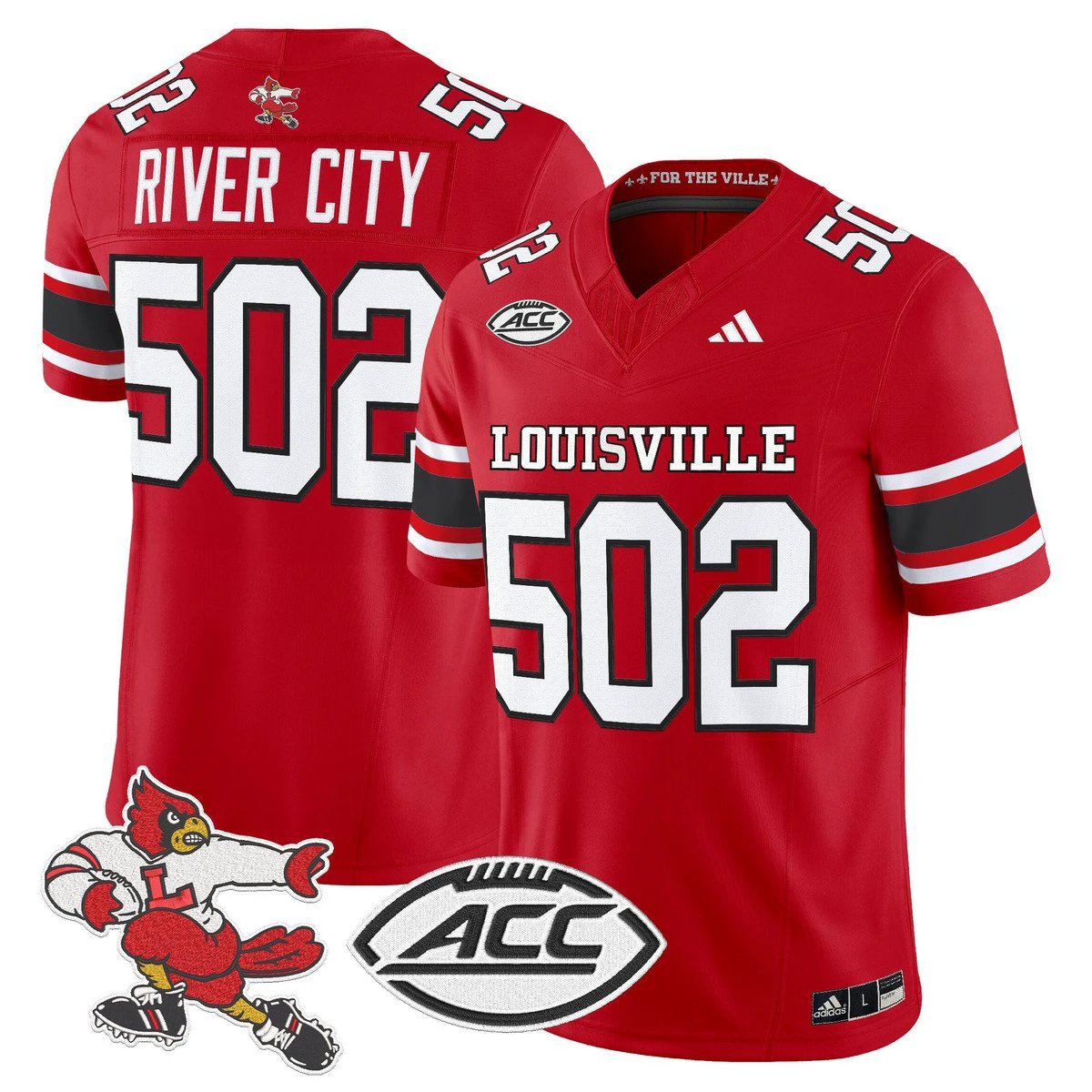 River City Jersey #502 Louisville Cardinals 1980s Throwback Stitched by My Store NCAA Football Jerseys