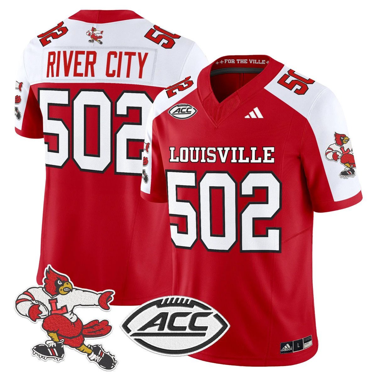 River City Jersey #502 Louisville Cardinals 1980s Throwback Stitched by My Store NCAA Football Jerseys