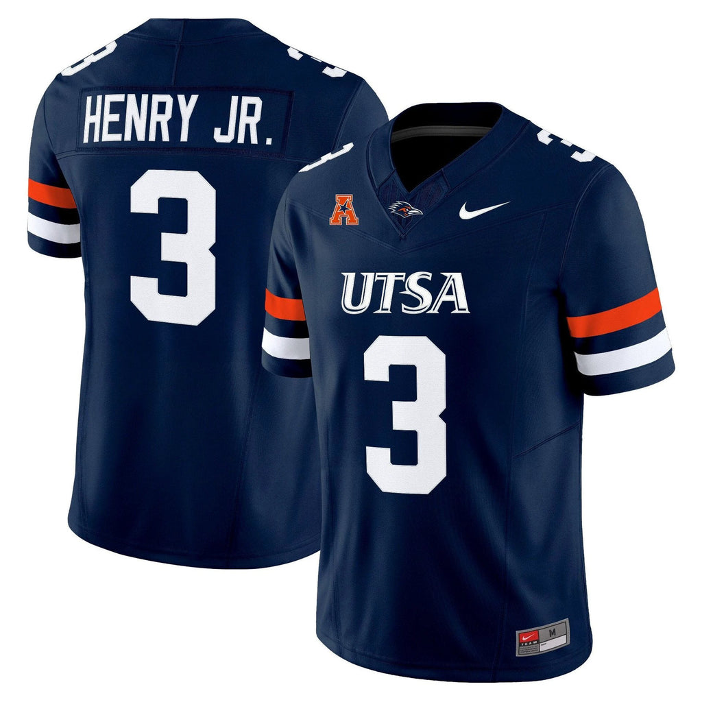 Robert Henry Jr Jersey #3 UTSA Roadrunners 2025 Vapor Limited Stitched Navy by My Store