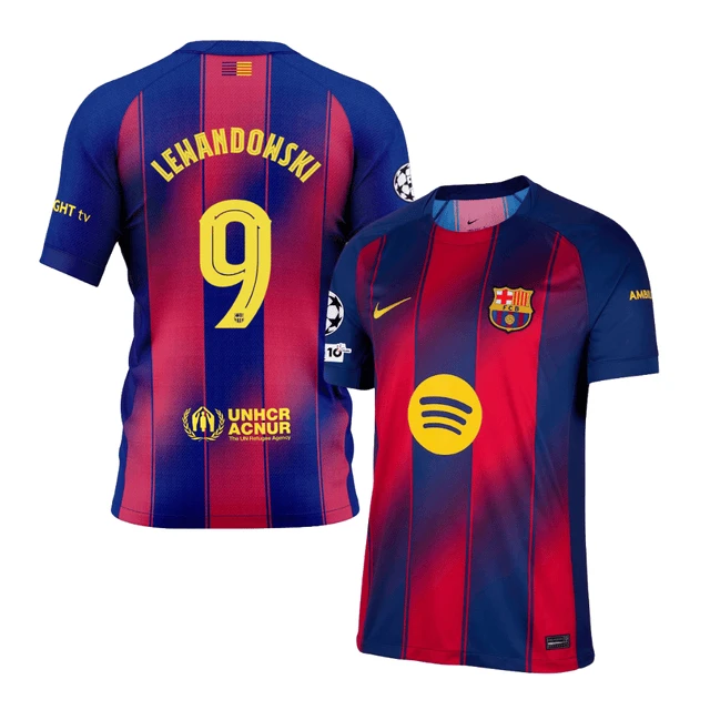 Robert Lewandowski 9 Barcelona 2025-26 Home Jersey – Scarlet by Soccer Jersey
