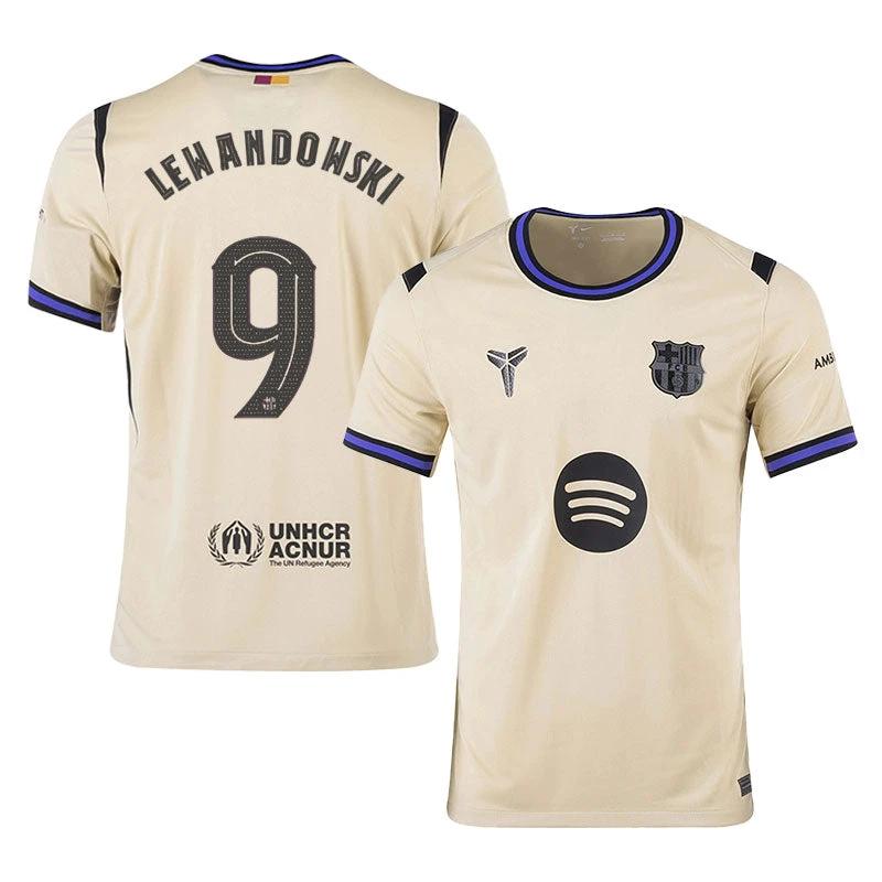 Robert Lewandowski #9 Barcelona 2025-26 Away Jersey – Cream by Soccer Jersey