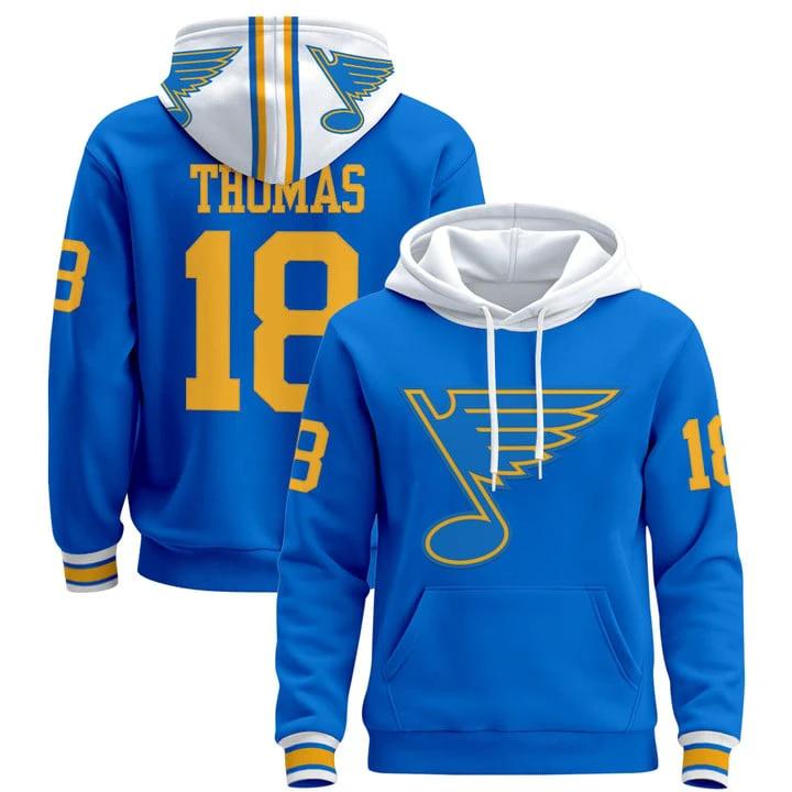Robert Thomas Hoodie #18 St. Louis Blues 2025-26 Premium Pullover Stitched by Hoodie Pullover