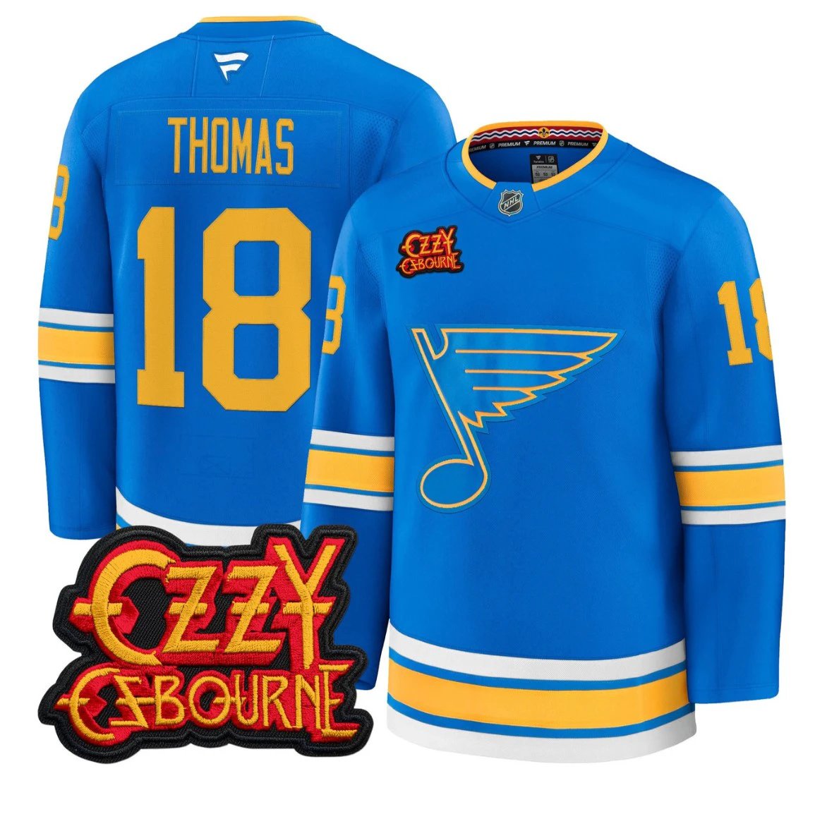 Robert Thomas Jersey #18 St. Louis Blues Ozzy Osbourne Patch Stitched by Hockey David