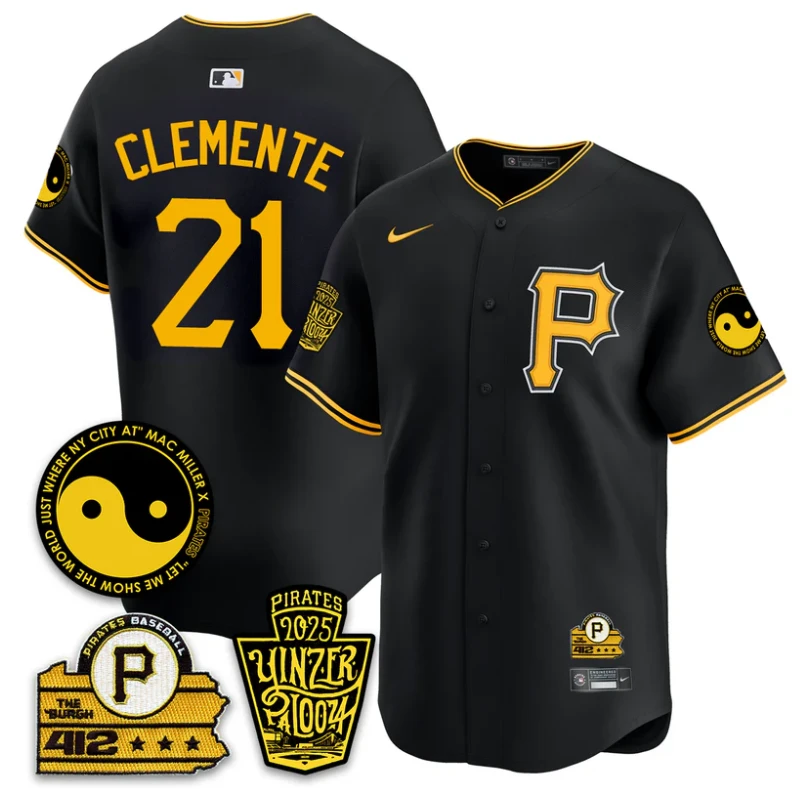 Roberto Clemente #21 Jersey Pittsburgh Pirates Yinzerpalooza 2025 Black by My Store