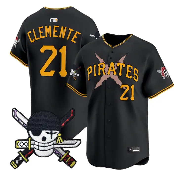 Roberto Clemente Jersey #21 Pittsburgh Pirates One Piece Zoro Patch by My Store
