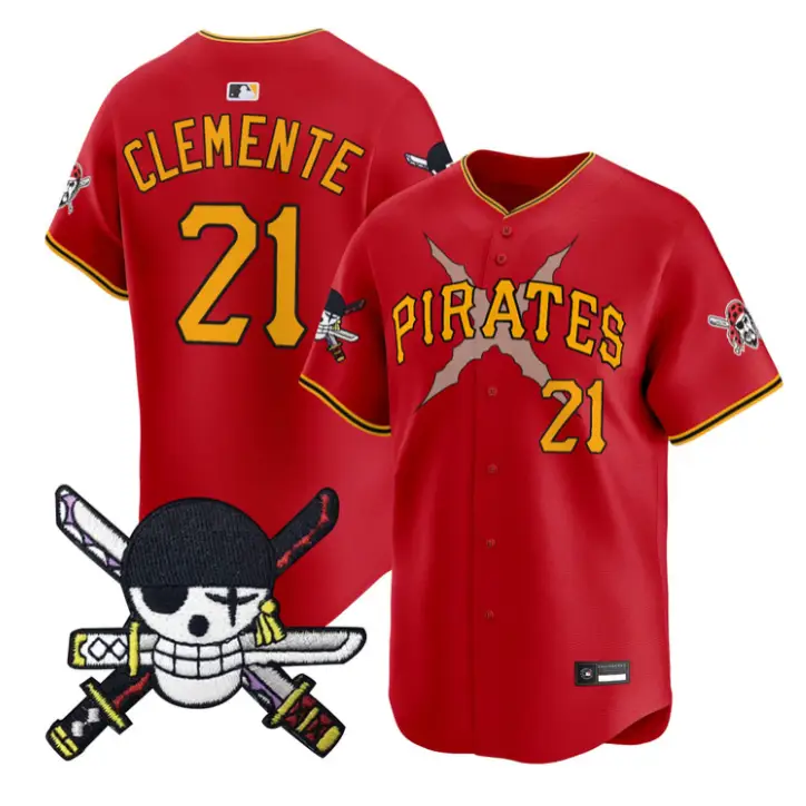 Roberto Clemente Jersey #21 Pittsburgh Pirates One Piece Zoro Patch by My Store