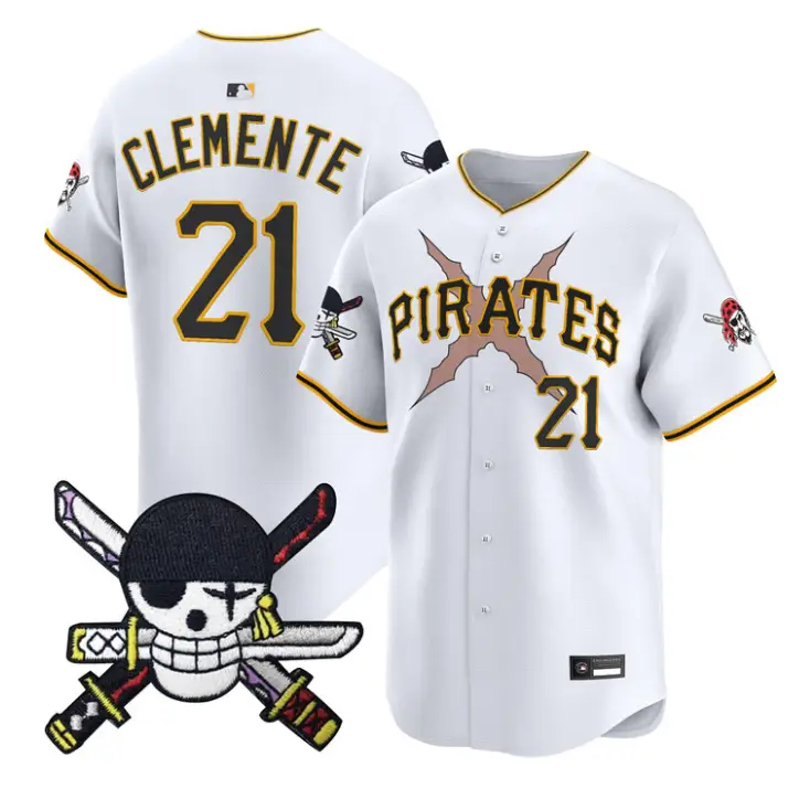 Roberto Clemente Jersey #21 Pittsburgh Pirates One Piece Zoro Patch by My Store