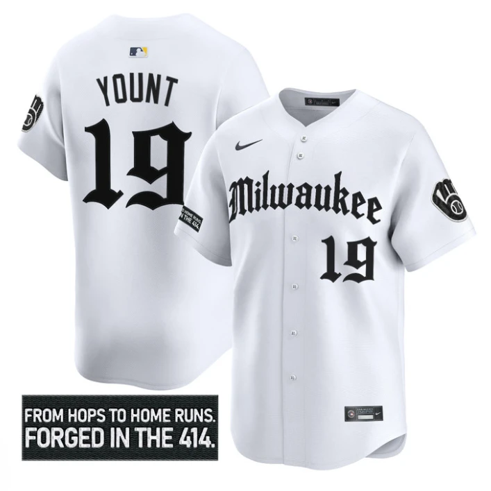 Robin Yount Jersey #19 Milwaukee Brewers Gothic 414 Shadows Edition White by My Store