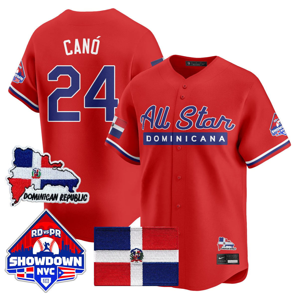 Robinson Canó Jersey #24 Dominican Republic Baseball All-Star 2025 Red by My Store