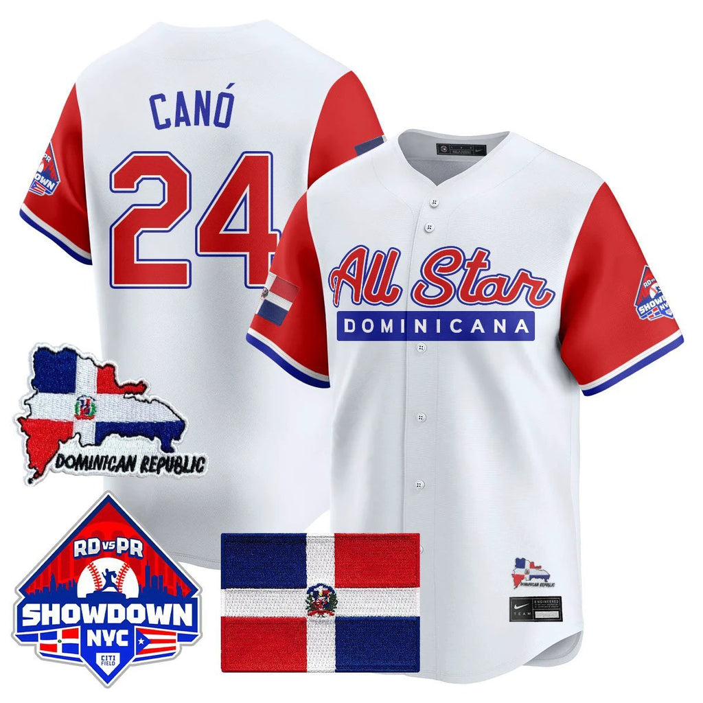 Robinson Canó Jersey #24 Dominican Republic Baseball All-Star 2025 Red Sleeves by My Store