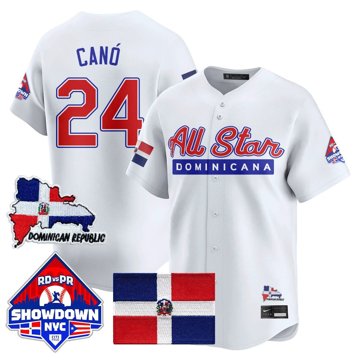 Robinson Canó Jersey #24 Dominican Republic Baseball All-Star 2025 White by My Store