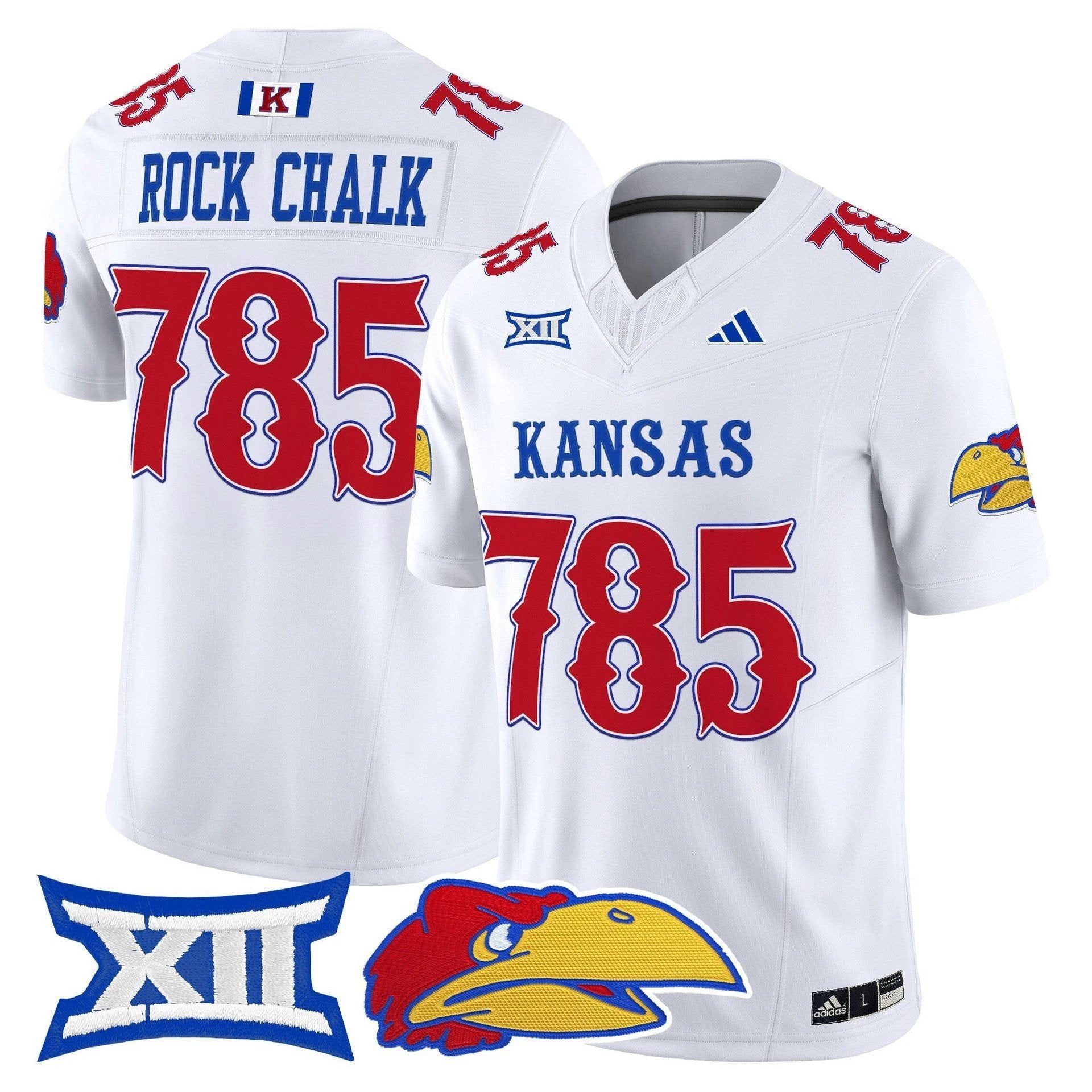 Rock Chalk Jersey #785 Kansas Jayhawks 2025 Vapor Limited Stitched White by My Store NCAA Football Jerseys