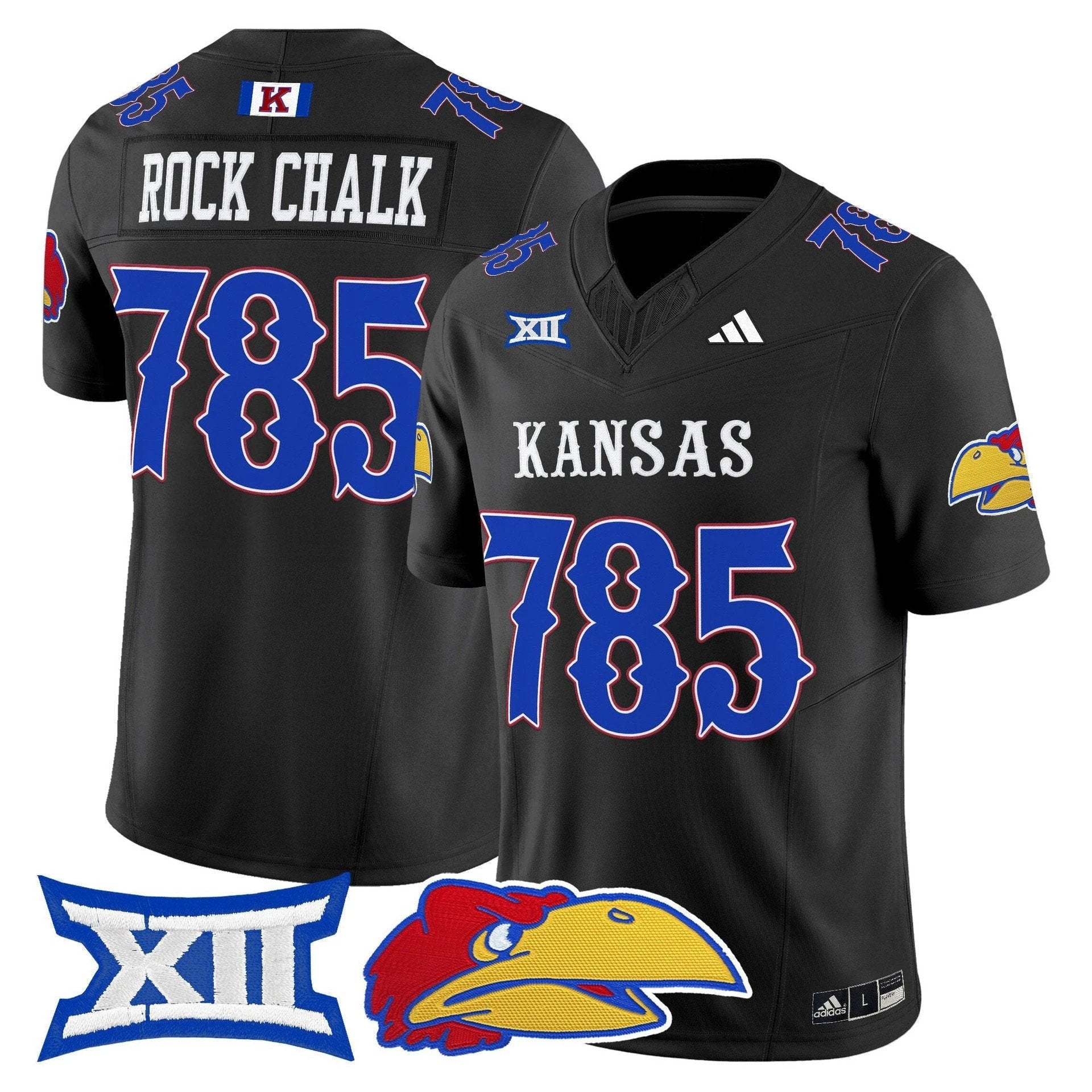 Rock Chalk Jersey #785 Kansas Jayhawks 2025 Vapor Limited Stitched Black by My Store NCAA Football Jerseys