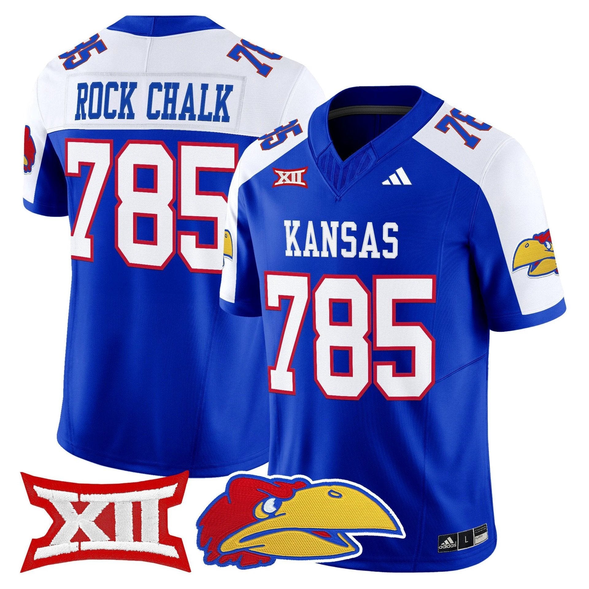 Rock Chalk Jersey #785 Kansas Jayhawks 2025 Vapor Limited Stitched by My Store NCAA Football Jerseys