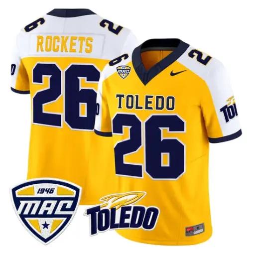 Rockets Jersey #26 Toledo Rockets 2026 Vapor Limited - All Stitched Gold Alter by My Store NCAA Football Jerseys