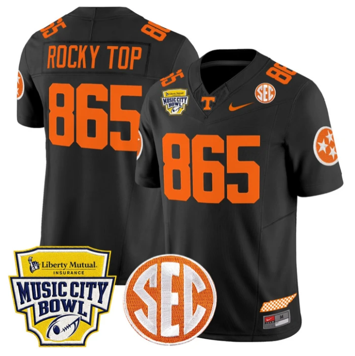 Rockey Jersey #865 Tennessee Vols 2025 Music City Bowl Patch Stitched Black by NCAA Football Jersey