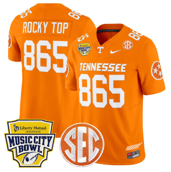 Rockey Jersey #865 Tennessee Vols 2025 Music City Bowl Patch Stitched Orange by NCAA Football Jersey