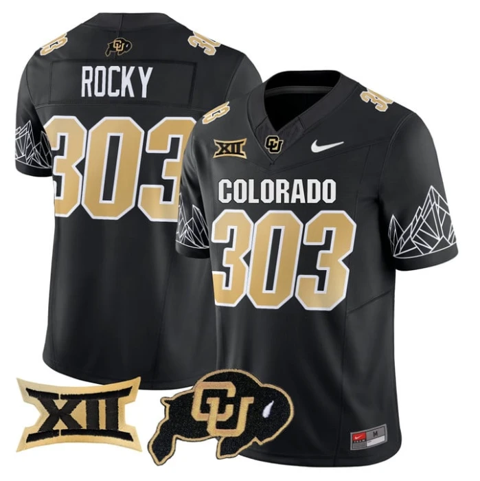 Rocky Jersey #303 Colorado Buffaloes 2025 Limited V2 Stitched Black by NCAA Football Jersey