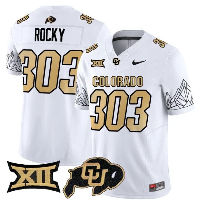 Rocky Jersey #303 Colorado Buffaloes 2025 Limited V2 Stitched White by NCAA Football Jersey