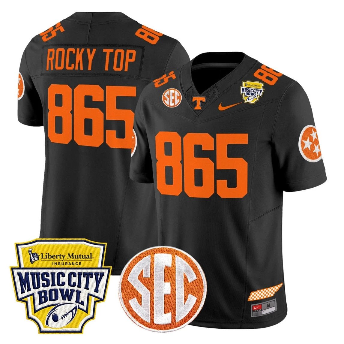 Rocky Jersey #865 Tennessee Vols 2025 Music City Bowl Limited Stitched Black by NCAA Football Jersey
