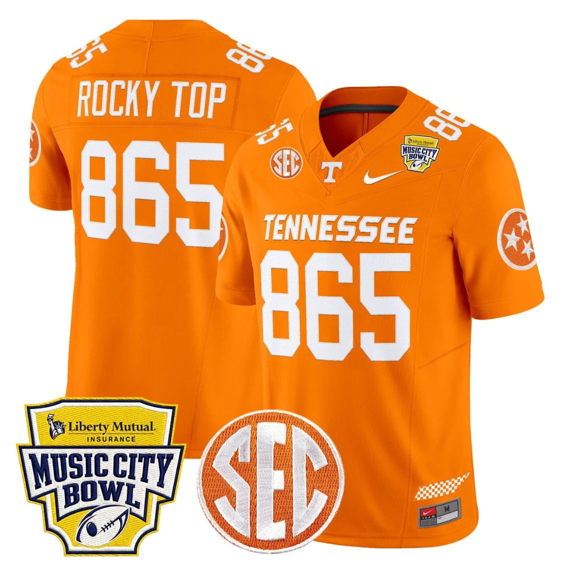 Rocky Jersey #865 Tennessee Vols 2025 Music City Bowl Limited Stitched Orange by NCAA Football Jersey