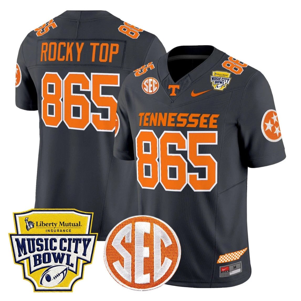 Rocky Jersey #865 Tennessee Vols 2025 Music City Bowl Limited Stitched Smokey Grey by NCAA Football Jersey
