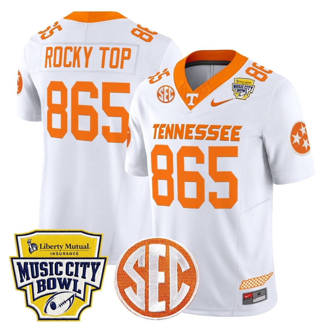 Rocky Jersey #865 Tennessee Vols 2025 Music City Bowl Limited Stitched White by NCAA Football Jersey