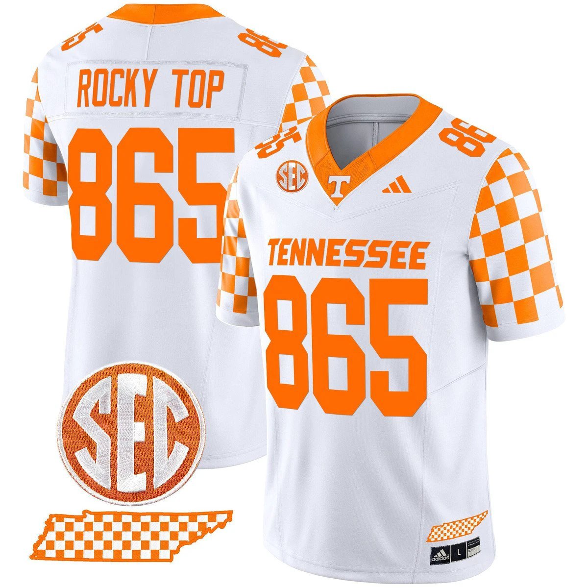Rocky Top Jersey #865 Tennessee Vols Rebrand 2026 Checkerboard Stitched White by My Store NCAA Football Jerseys