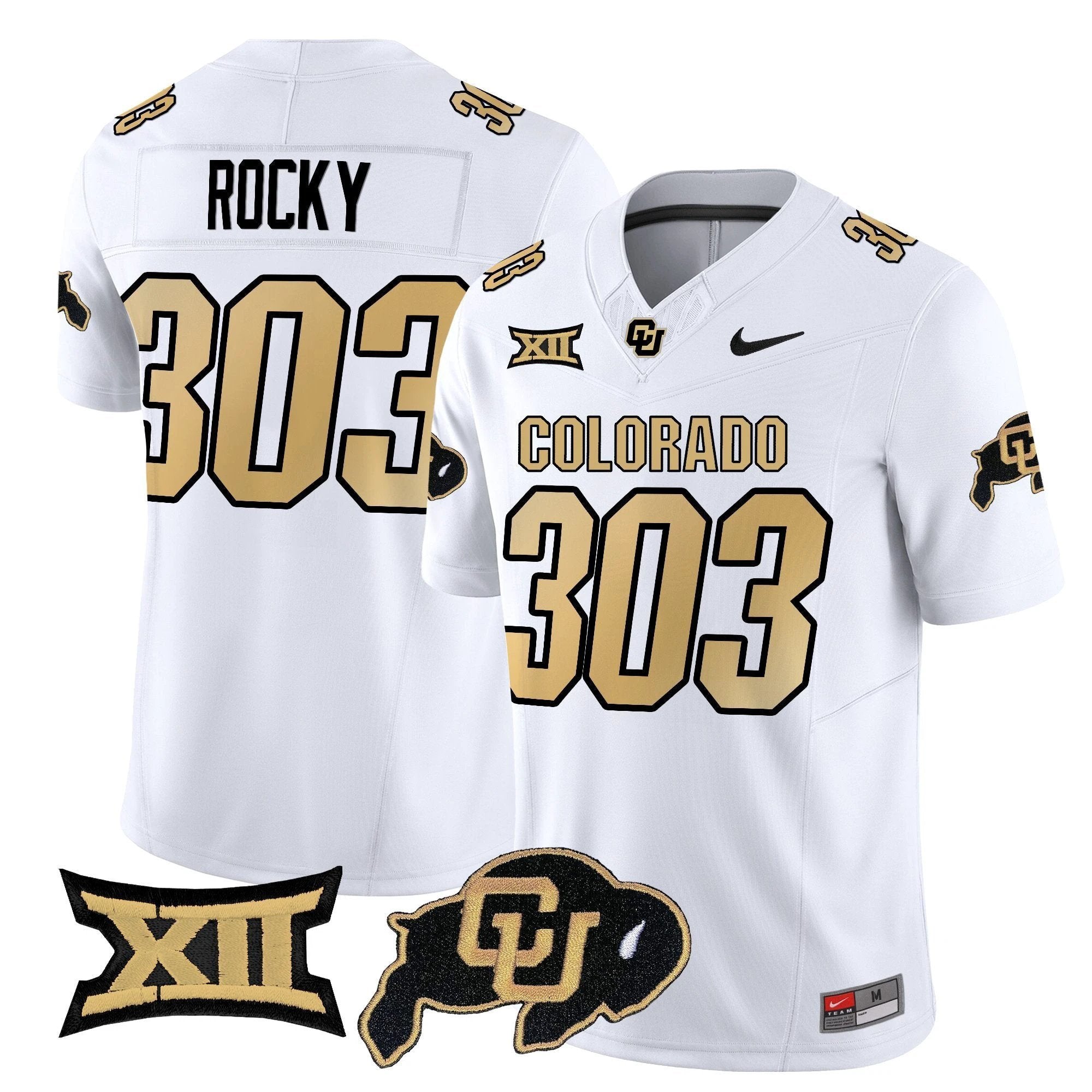 Rocky Jersey #303 Colorado Buffaloes 2025 Vapor Limited Stitched by My Store NCAA Football Jerseys