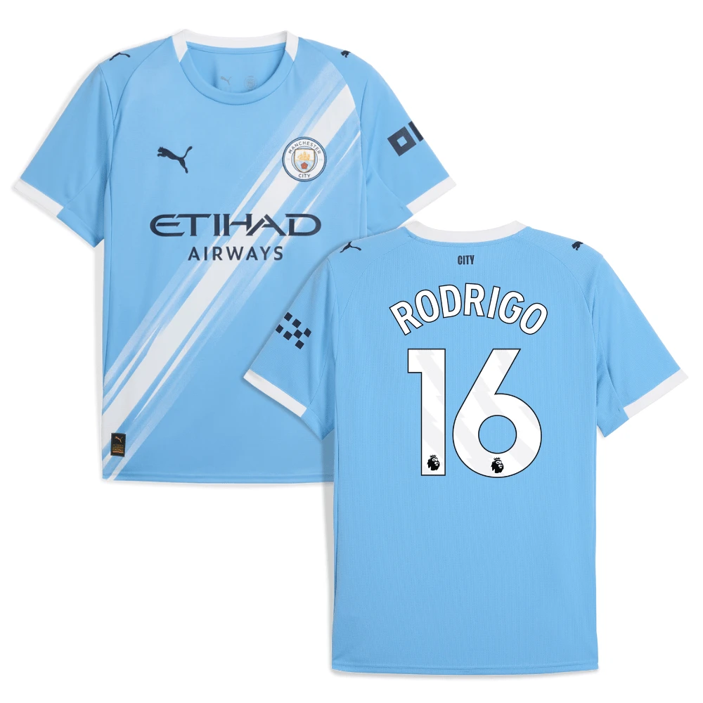 Rodrigo 16 Manchester City 2025-26 Home Men Jersey – Sky Blue by Soccer Jersey