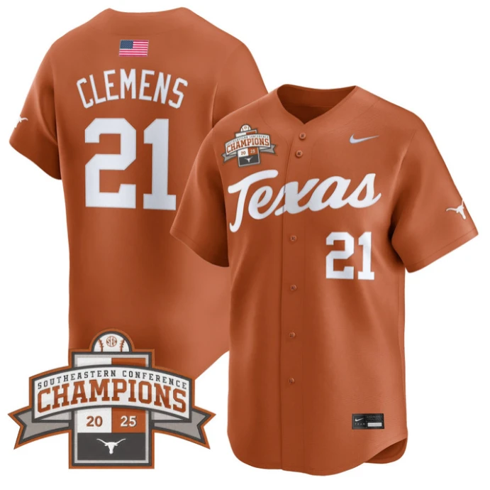 Roger Clemens Jersey #21 Texas Longhorns 2025 Southeastern Champions Vapor Stitched Texas Orange by My Store