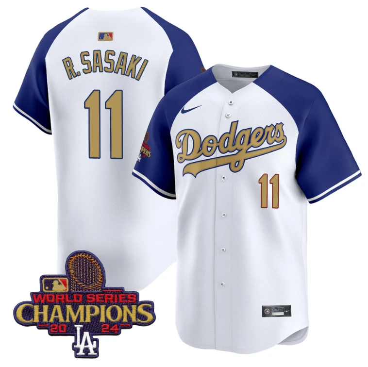 Roki Sasaki Jersey #11 Dodgers 2025 Gold Vapor Premier Stitched Alternate by My Store