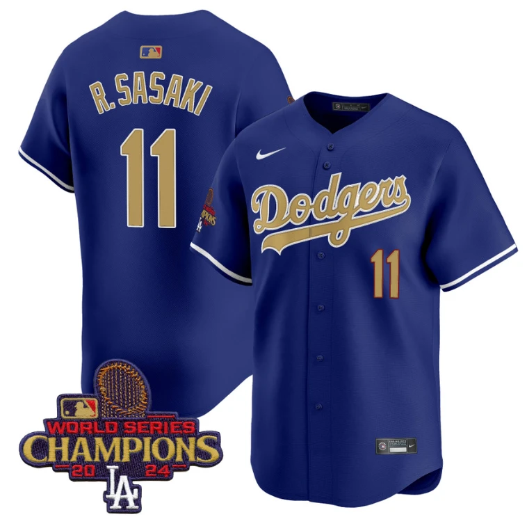 Roki Sasaki Jersey #11 Dodgers 2025 Gold Vapor Premier Stitched Royal by My Store