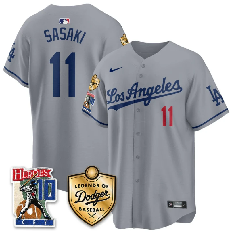 Roki Sasaki Jersey #11 Dodgers Ron Cey Legends Of Dodgers Baseball Gray by My Store