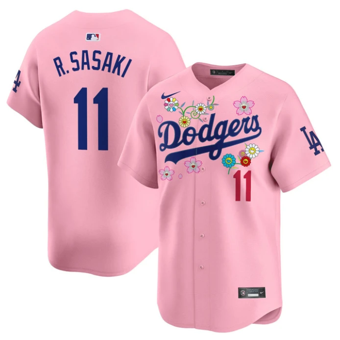 Roki Sasaki Jersey #11 Dodgers x Takashi Murakami 2025 Vapor Limited Stitched Cherry Blossom by My Store