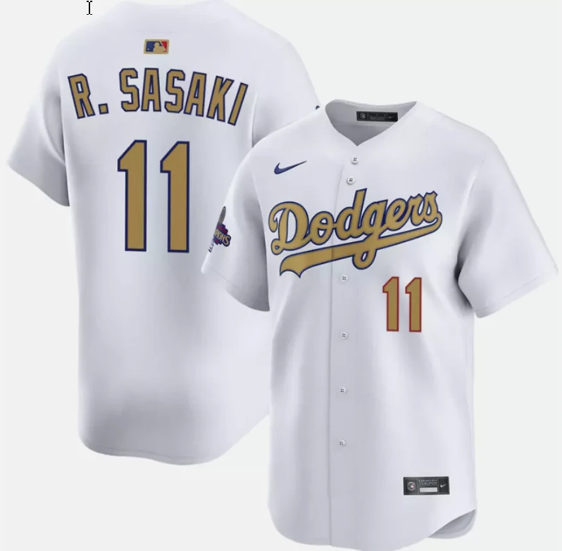 Roki Sasaki #11 Dodgers White 2025 Gold Collection Limited Stitched by My Store