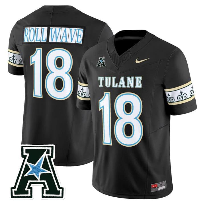 Roll Wave Jersey #18 Tulane Green Wave 2025 City Edition Stitched by My Store NCAA Football Jerseys