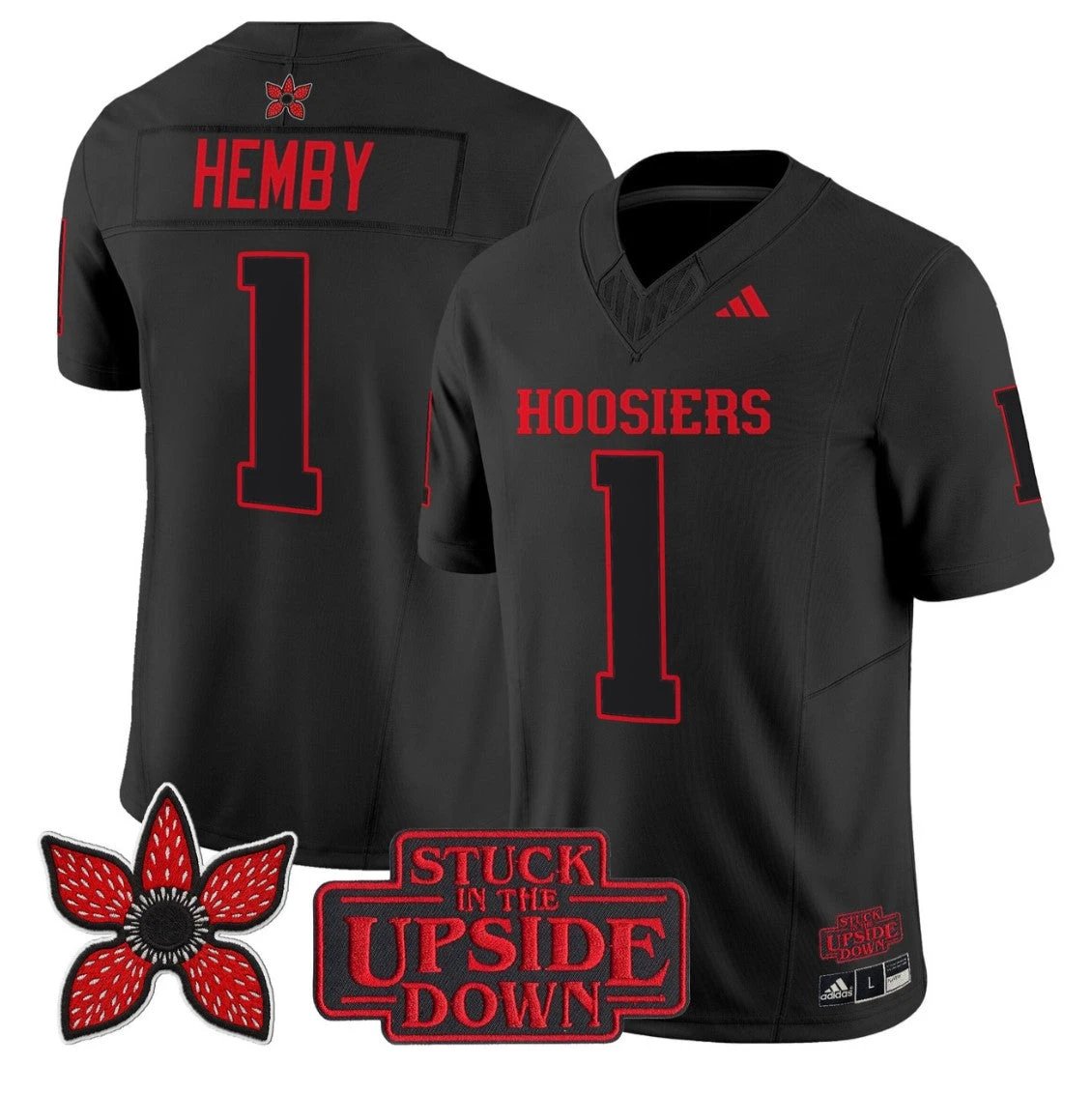 Roman Hemby Jersey #1 Indiana Hoosiers Stranger Things Edition Stitched Black by NCAA Football Jersey