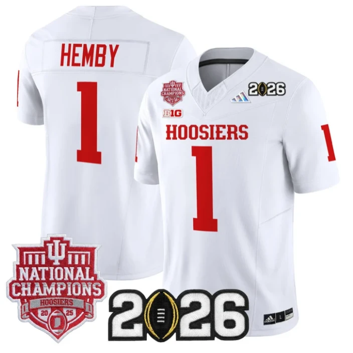 Roman Hemby Jersey #1 Hoosiers 2025 National Champions 2026 Patch Stitched by My Store NCAA Football Jerseys