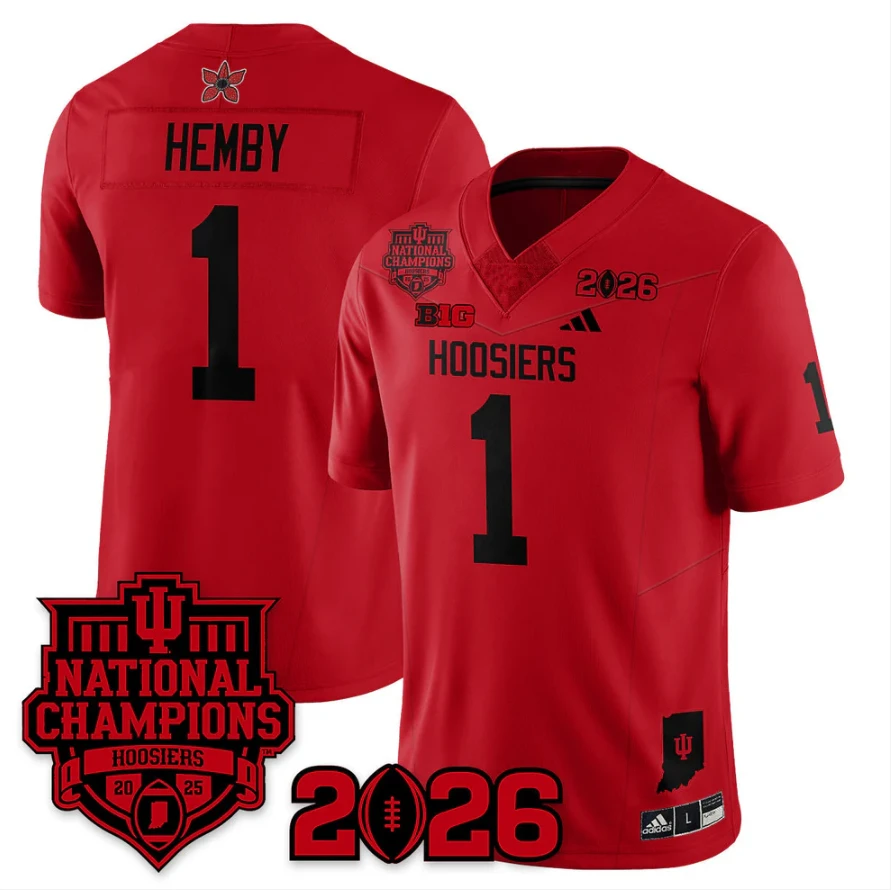 Roman Hemby Jersey #1 Hoosiers Stranger Things 2025 Champions Stitched by My Store NCAA Football Jerseys