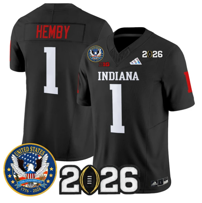 Roman Hemby Jersey #1 Hoosiers United States 250th Patch V2 Stitched by My Store NCAA Football Jerseys