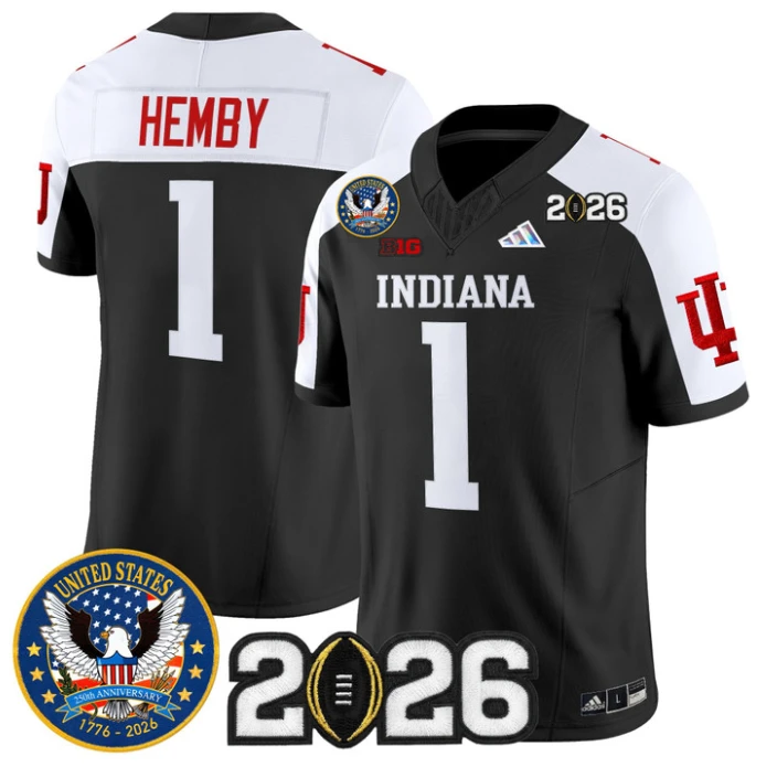 Roman Hemby Jersey #1 Hoosiers United States 250th Patch V2 Stitched by My Store NCAA Football Jerseys