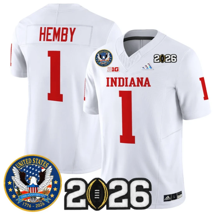 Roman Hemby Jersey #1 Hoosiers United States 250th Patch V2 Stitched by My Store NCAA Football Jerseys