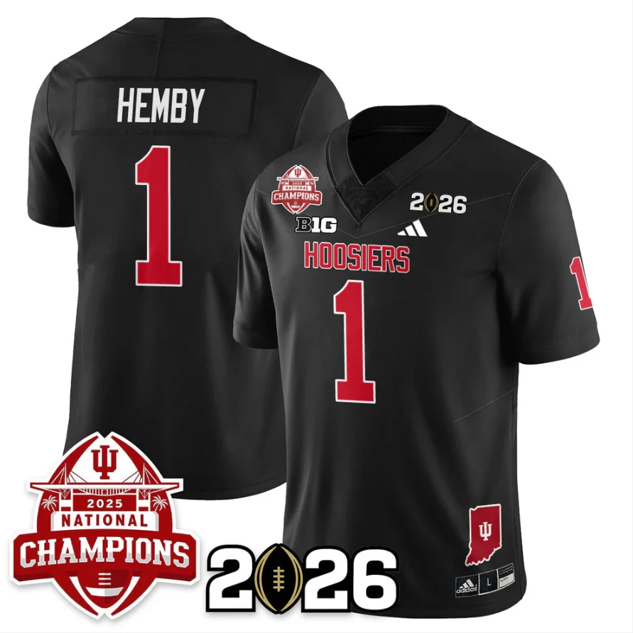 Roman Hemby Jersey #1 Indiana Hoosiers 2025 National Champions V2 Stitched by My Store NCAA Football Jerseys
