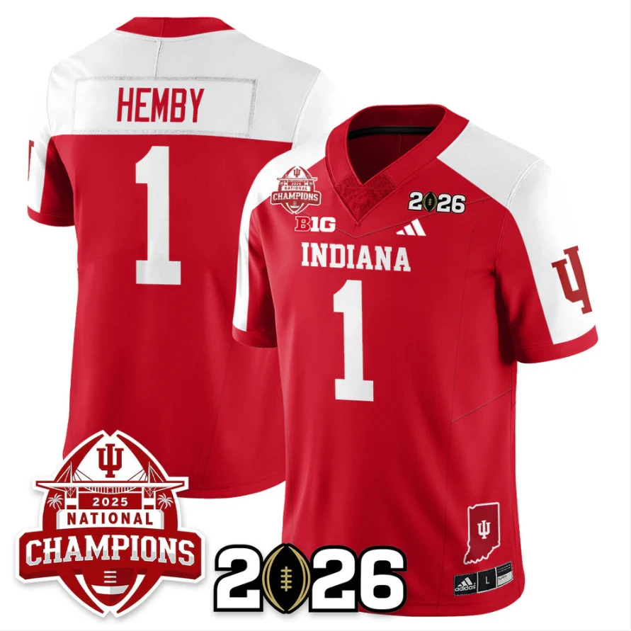 Roman Hemby Jersey #1 Indiana Hoosiers 2025 National Champions V2 Stitched by My Store NCAA Football Jerseys