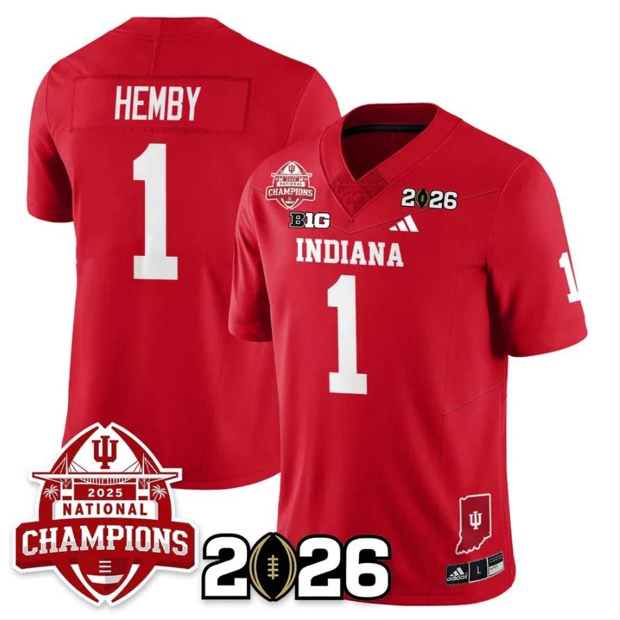 Roman Hemby Jersey #1 Indiana Hoosiers 2025 National Champions V2 Stitched by My Store NCAA Football Jerseys